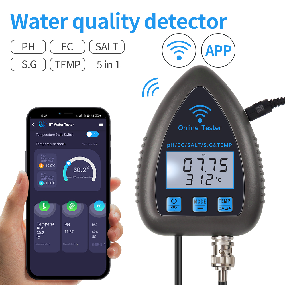 Marine Aquarium Water Analyzer - Tuya penguji Online WiFi 5 in